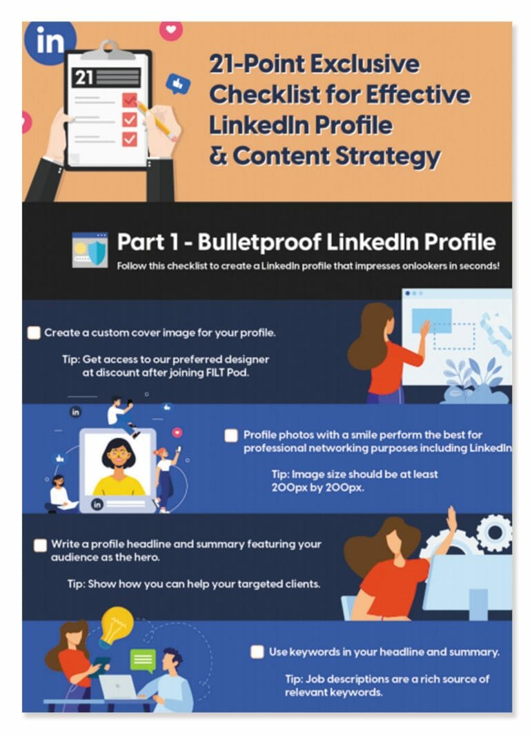 21 Point Exclusive Checklist for Effective LinkedIn Profile and Content Strategy Featured Image
