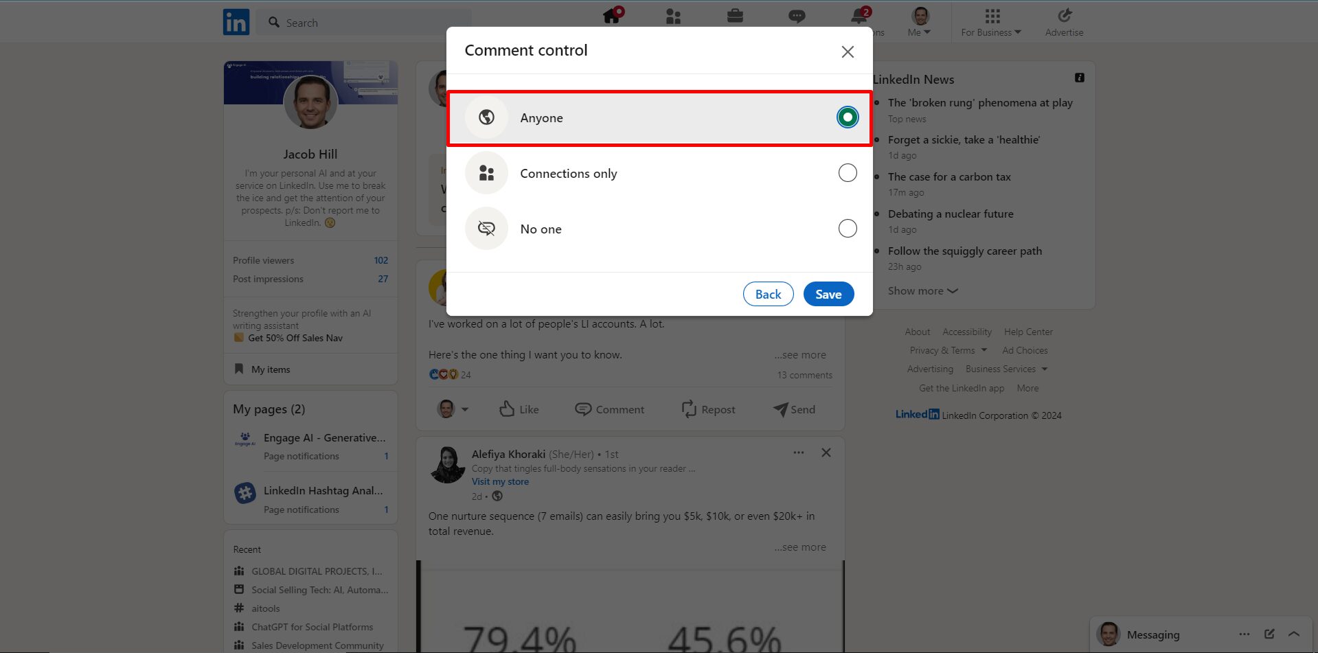 linkedin post anyone can comment
