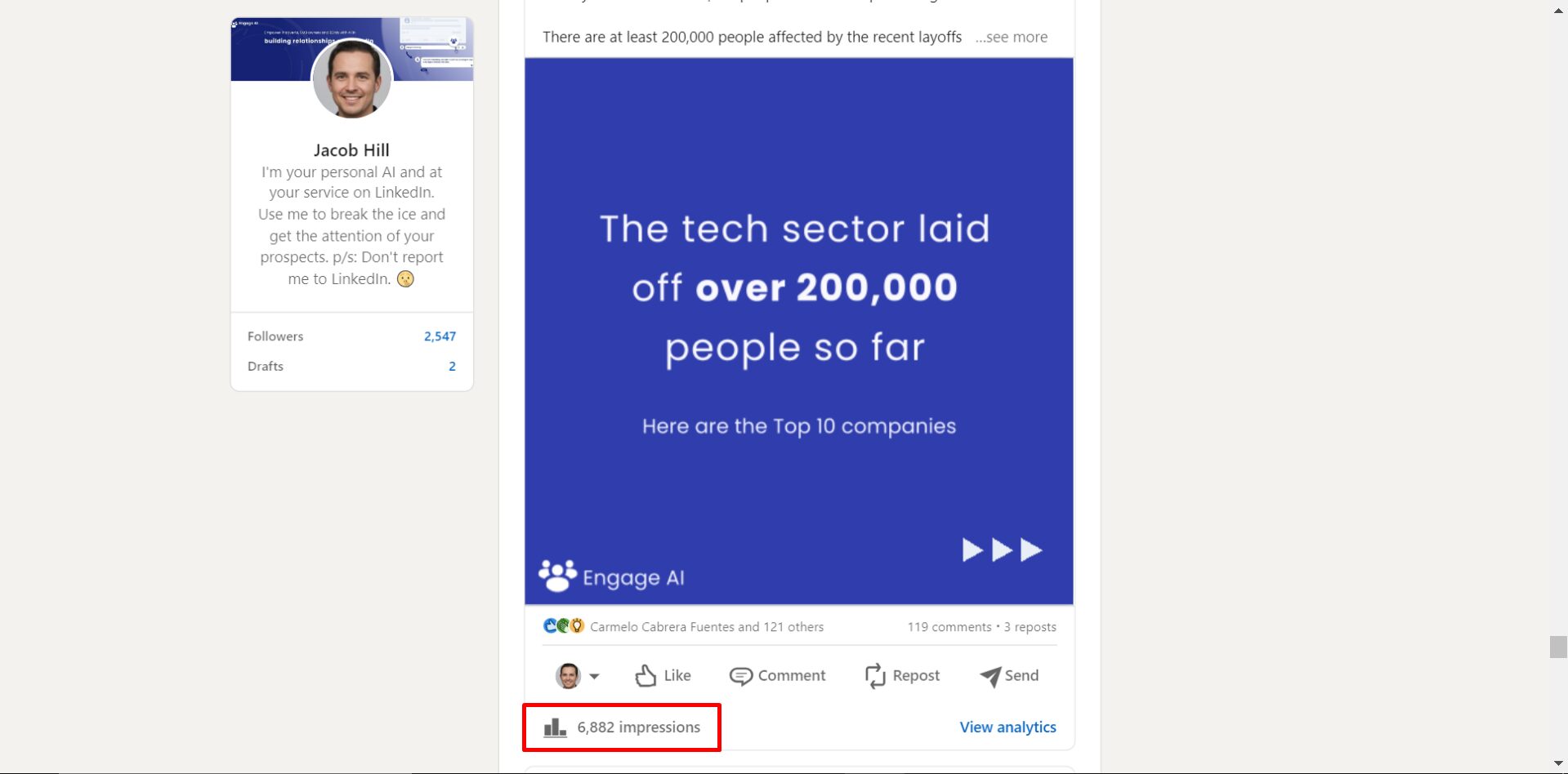 linkedin post impressions