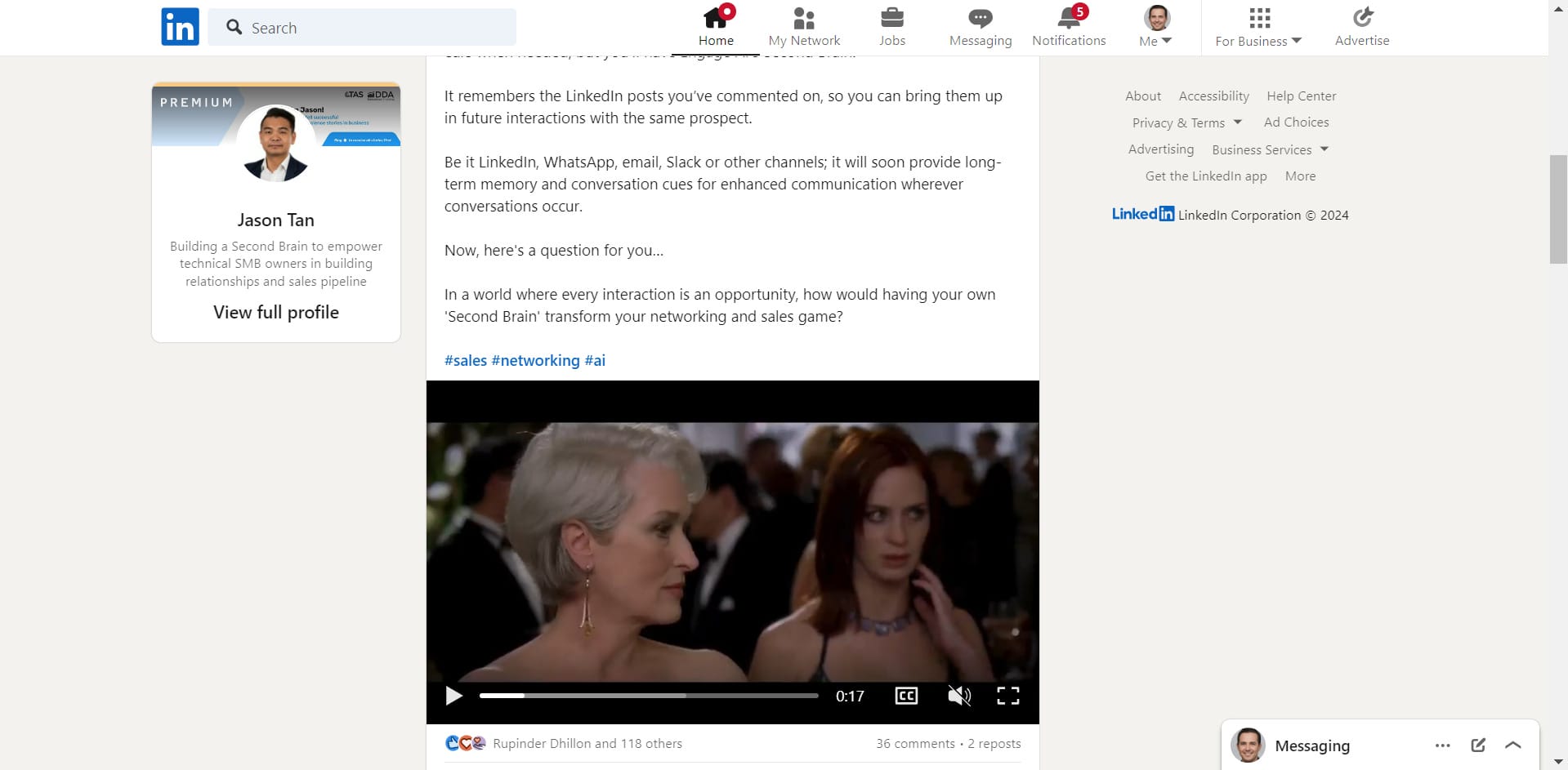 linkedin post with video