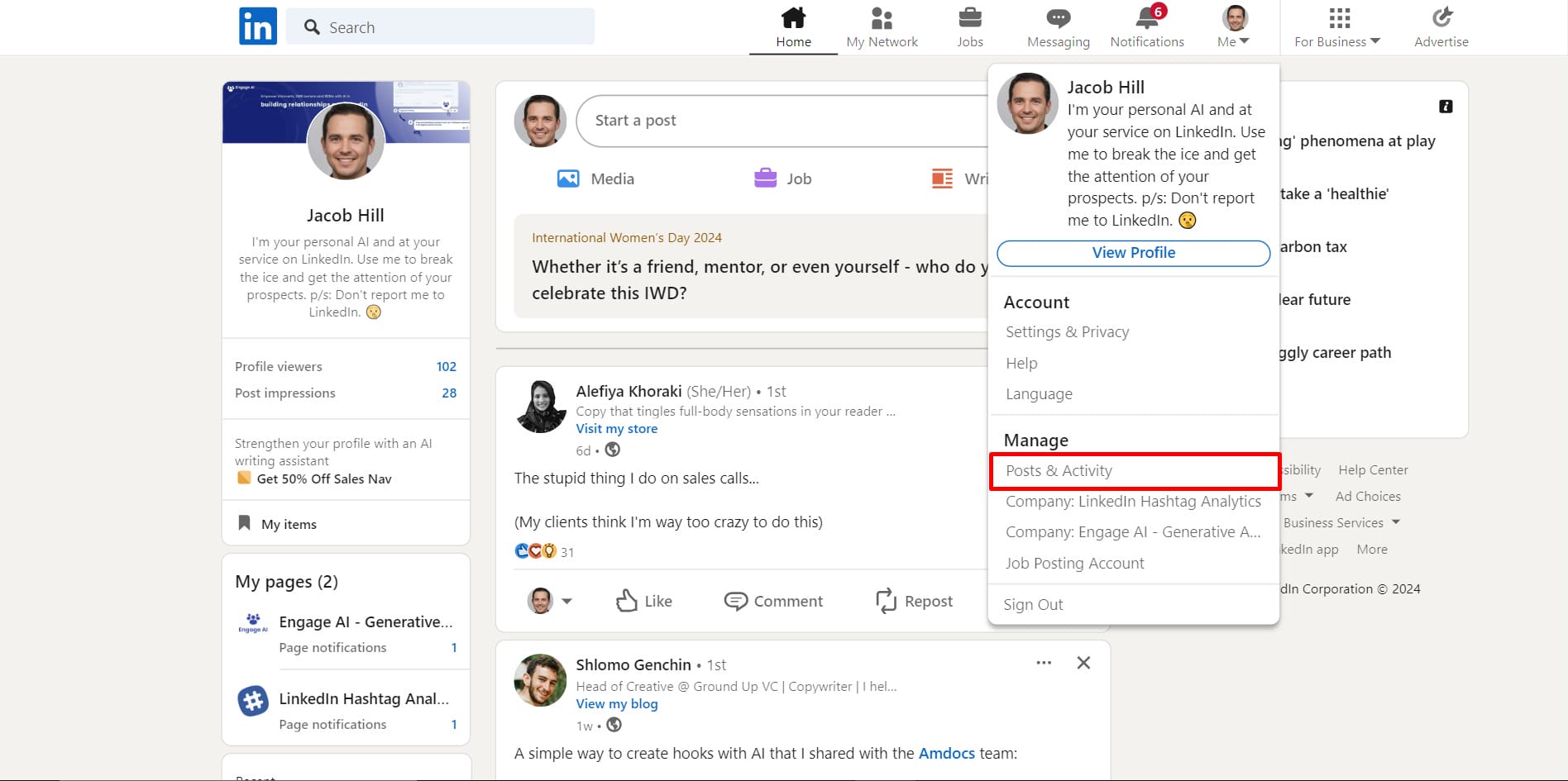 select posts & activity